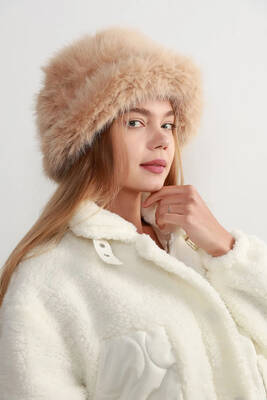 Remsa - Women's Fur-Lined Bucket Hat RKŞ-15 Camel (1)