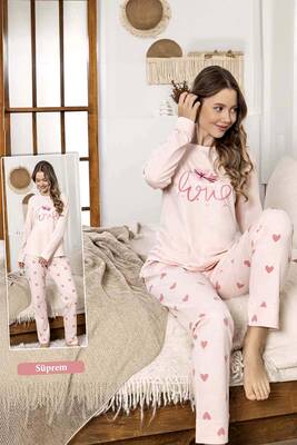 Remsa - Women's Heart Print Suprem Pajama Set 0327 Pink02