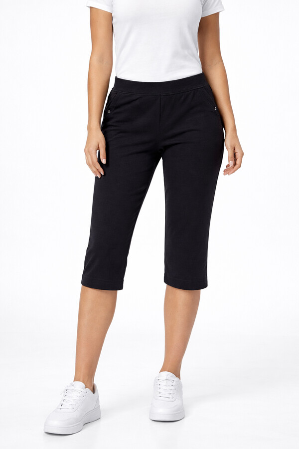 Women's 3-Pocket Knit Capri Shorts in Black - Thumbnail