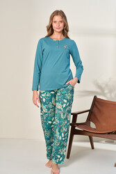 Remsa - Women's Knit Long Sleeve Pajama Set Petrol