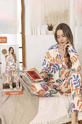 Remsa - Women's Leaf Print Sapphire Pajama Set 0339 Yellow (1)