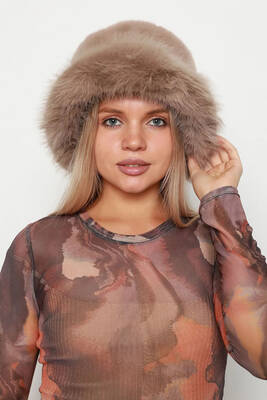 Remsa - Women's Plush Bucket Hat RKŞ-14 Mink