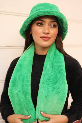 Remsa - Women's Plush Scarf Neck Collar Scarf RKB-01 Green (1)