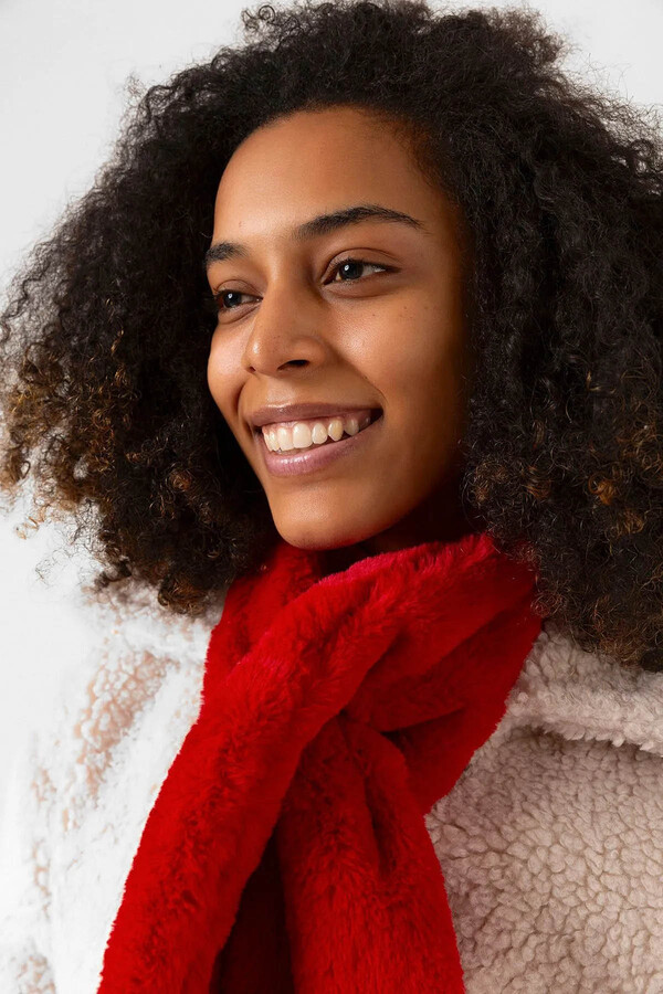 Women's Plush Scarf RKB-01 Red - Thumbnail