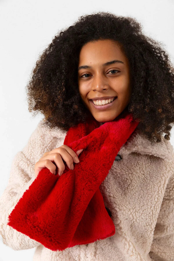 Women's Plush Scarf RKB-01 Red - Thumbnail