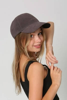 Remsa - Women's Suede Cap Hat RKŞ-12 Anthracite (1)