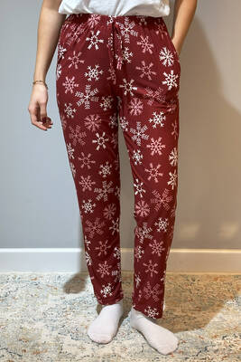 Estiva - Women's Suede Pajama Bottom 120 Check Burgundy Estiva - Women's Suede Pajama Bottom 120 Check Burgundy