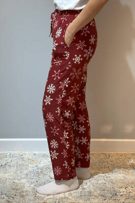 Estiva - Women's Suede Pajama Bottom 120 Check Burgundy (1) Estiva - Women's Suede Pajama Bottom 120 Check Burgundy (1)