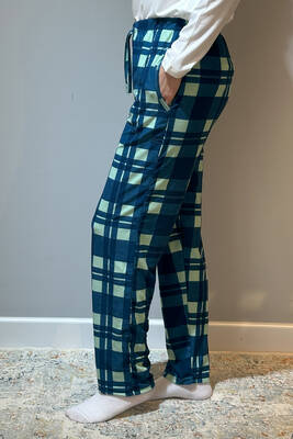 Estiva - Women's Suede Pajama Bottom 120 Check Petrol (1) Estiva - Women's Suede Pajama Bottom 120 Check Petrol (1)