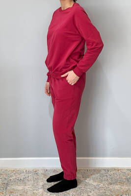 Remsa - Women's Sweatshirt & Elastic Cuff Sweatpants Set 8006 Burgundy (1)