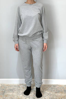Remsa - Women's Sweatshirt & Elastic Cuff Sweatpants Set 8006 Gray