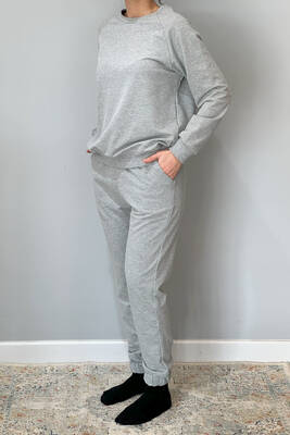 Remsa - Women's Sweatshirt & Elastic Cuff Sweatpants Set 8006 Gray (1)