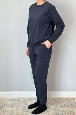 Remsa - Women's Sweatshirt & Elastic Cuff Sweatpants Set 8006 Navy Blue (1)