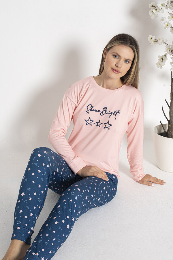 Women's Thermal Pajama Set 24481 Salmon - Thumbnail