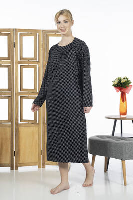 Estiva - Women's Viscose Stretch Pajama Dress 23245 Polka Dot Black Estiva - Women's Viscose Stretch Pajama Dress 23245 Polka Dot Black