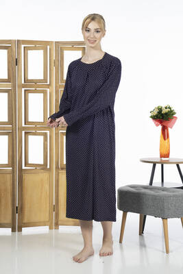 Estiva - Women's Viscose Stretch Pajama Dress 23245 Polka Dot Navy (1) Estiva - Women's Viscose Stretch Pajama Dress 23245 Polka Dot Navy (1)