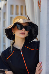 Remsa - Woven and Fabric Detailed Sun Protection Beach Hat
