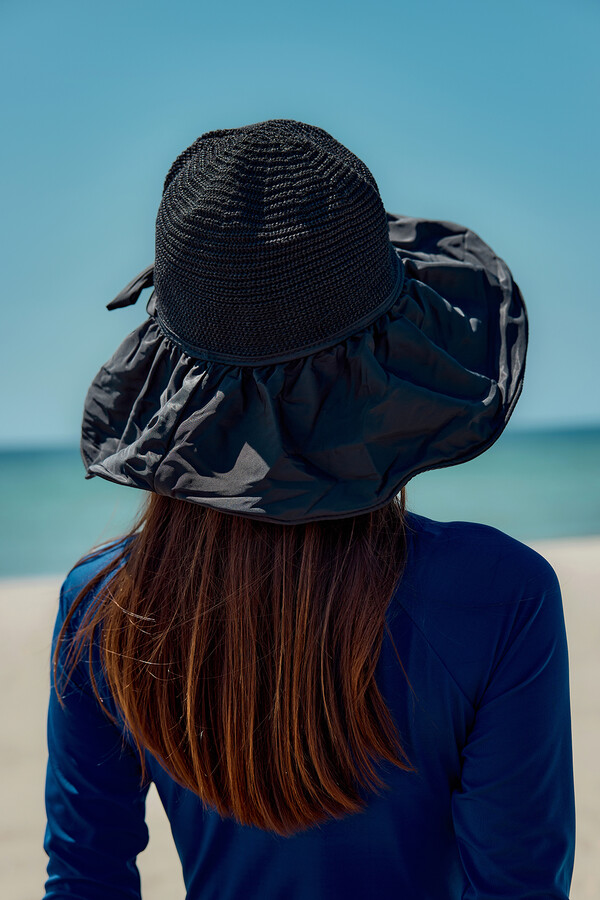 Woven and Fabric Detailed Wide-Brim Hat Accessory - Thumbnail