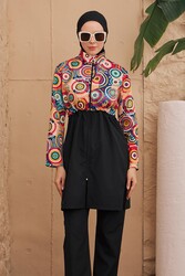 Remsa - Woven Fully Covered Hooded Hijab Swimsuit 3024-114 Black