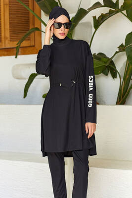 Rozamay - Yarasa Kol Likralı Tam Kapalı Tesettür Mayo 3132 Siyah Rozamay - Yarasa Kol Likralı Tam Kapalı Tesettür Mayo 3132 Siyah