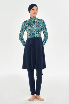 Rozamay - Yarım Fermuarlı Likralı Tam Kapalı Tesettür Mayo 3124 Koyu Lacivert (1) Rozamay - Yarım Fermuarlı Likralı Tam Kapalı Tesettür Mayo 3124 Koyu Lacivert (1)