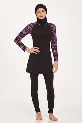 Maresiva - Young Full-Coverage Lycra Hijab Swimsuit Roxane 8337 Black Maresiva - Young Full-Coverage Lycra Hijab Swimsuit Roxane 8337 Black