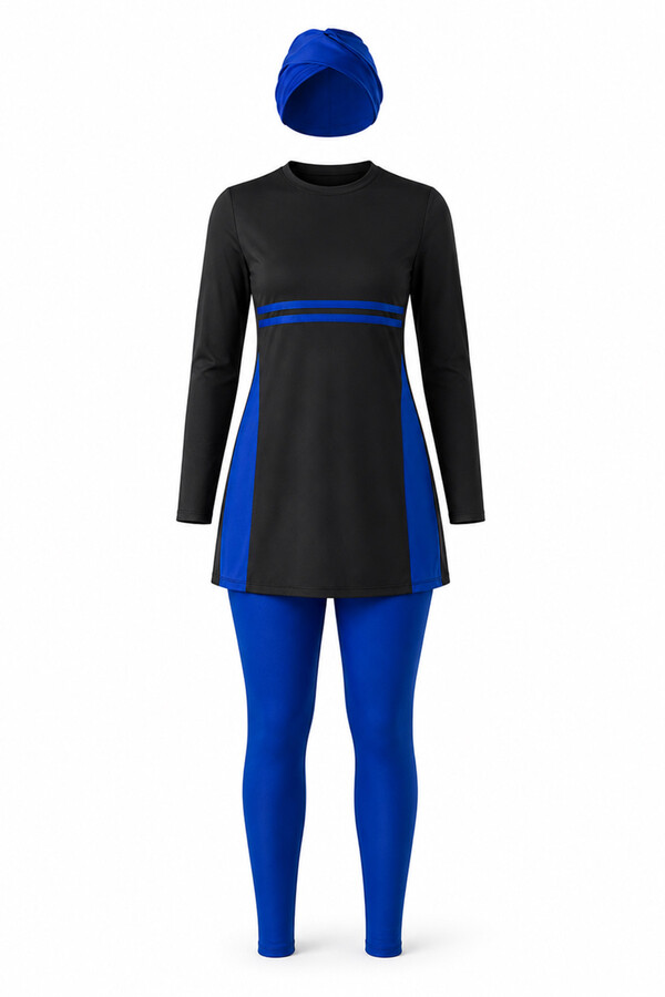 Armes - Young Lycra Full Covered Hijab Swimsuit 1251-01 Black (1)