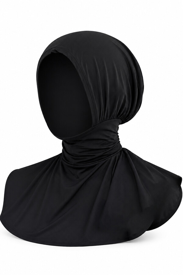 Yüzücü Eşarp Havuz Deniz Eşarp RBE-014-Siyah - Thumbnail