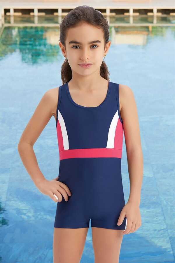 Yüzücü Mayo Kız Çocuk 5209 Koyu Laci