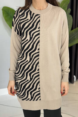 Remsa - Zebra Feather Detail Knit Tunic 35022 Beige