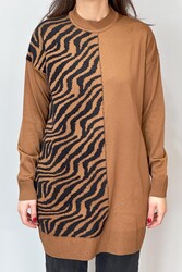 Remsa - Zebra Fur Detail Knit Tunic 35022 Brown