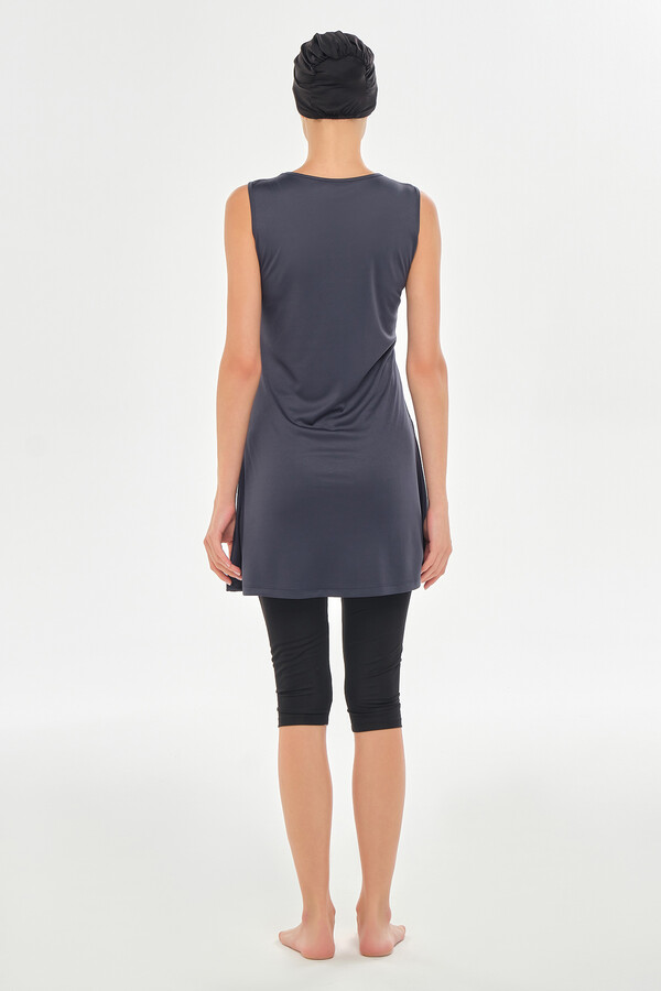 Zero Sleeve Semi-Covered Swimwear Set in Anthracite - Thumbnail