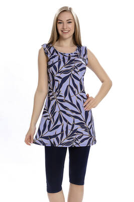 Armes - Zero Sleeve Tights Semi Covered Swimsuit 151-501 Lilac Armes - Zero Sleeve Tights Semi Covered Swimsuit 151-501 Lilac