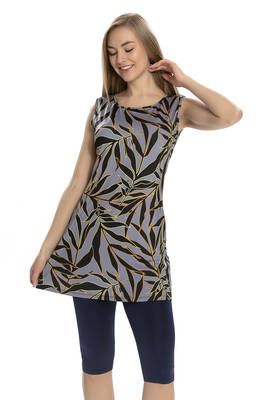 Armes - Zero Sleeve Tights Semi Covered Swimsuit 151-502 Gray