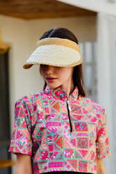 Remsa - Zigzag Pattern Visor Straw Hat Sun Protector RS