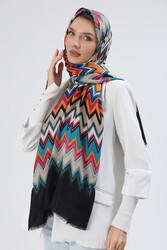 Remsa - Zigzag Pattern Women's Shawl 5080 Black Blue