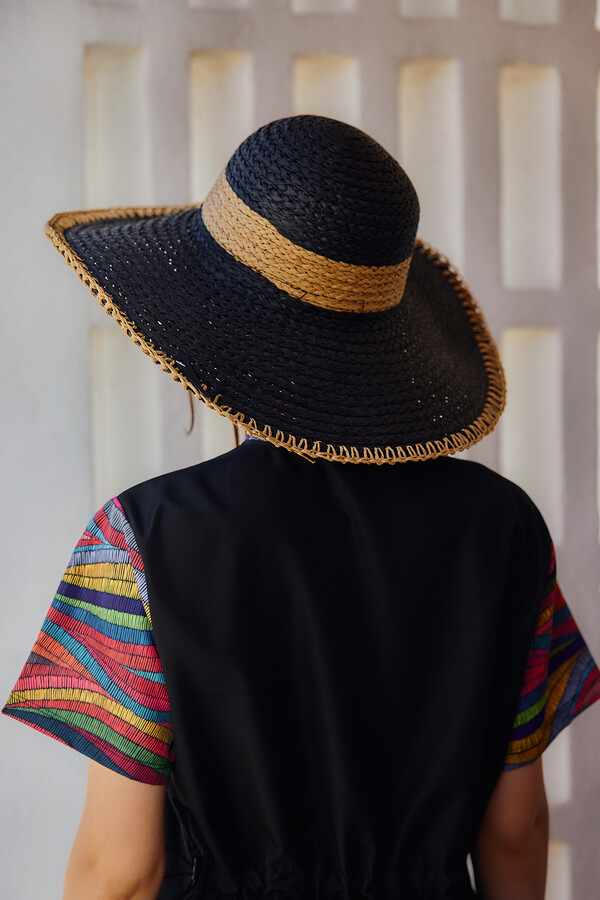 Zigzag Stripe Wide-Brim Beach Hat - Thumbnail