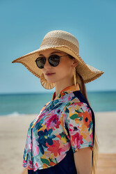 Remsa - Zigzag Striped Woven Beach Hat