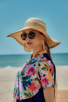Remsa - Zigzag Striped Woven Beach Hat