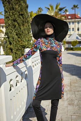 Remsa - Zipper Lycra Fully Covered Hijab Swimwear R077 Coral Remsa - Zipper Lycra Fully Covered Hijab Swimwear R077 Coral