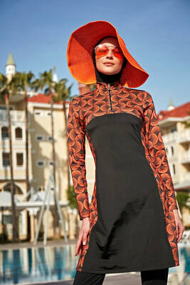 Remsa - Zippered Lycra Full-Covered Burkini R124 Retro Remsa - Zippered Lycra Full-Covered Burkini R124 Retro